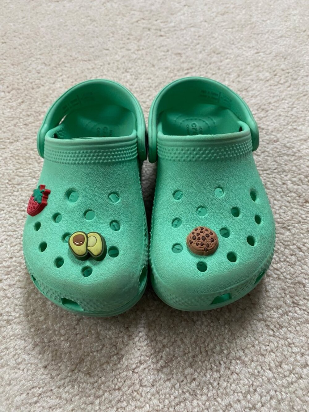Jade Green Crocs Size 8 comes with Shoe Charms Plus FREE Sandals